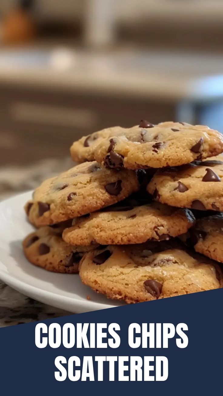 Freshly baked chocolate chip cookies stacked on a cooling rack.