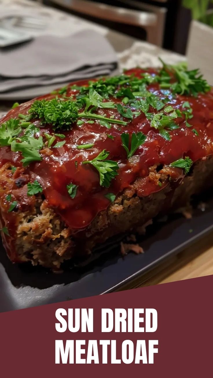 A well-browned and savory meatloaf, perfectly sliced and ready to serve.