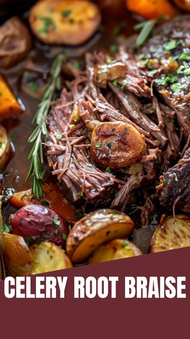 A serving of slow-cooked pot roast with vegetables
