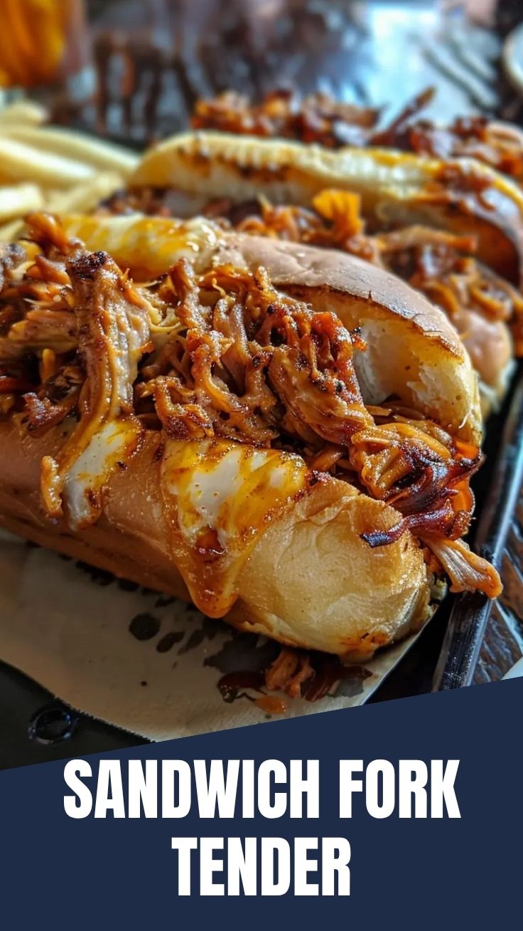 A close-up of a juicy pulled sandwich overflowing with tender meat and sauce