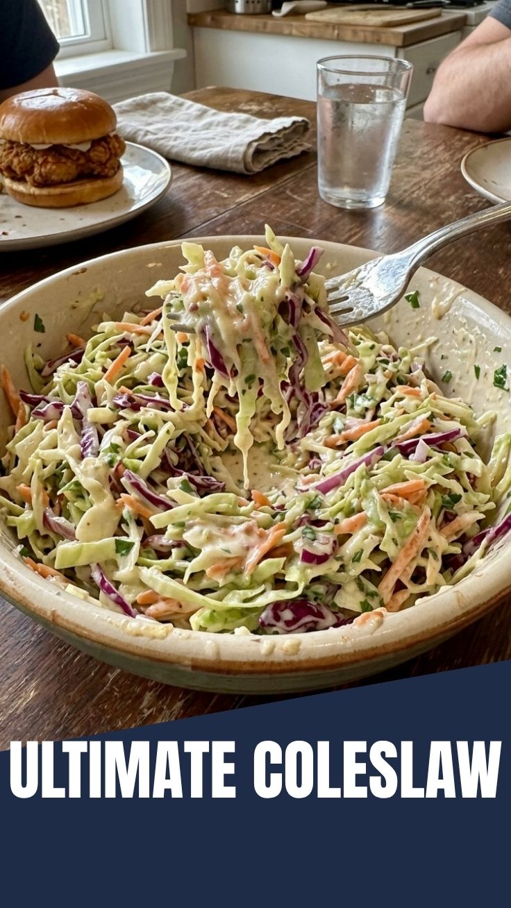 A vibrant bowl of fresh coleslaw made with shredded cabbage and carrots.