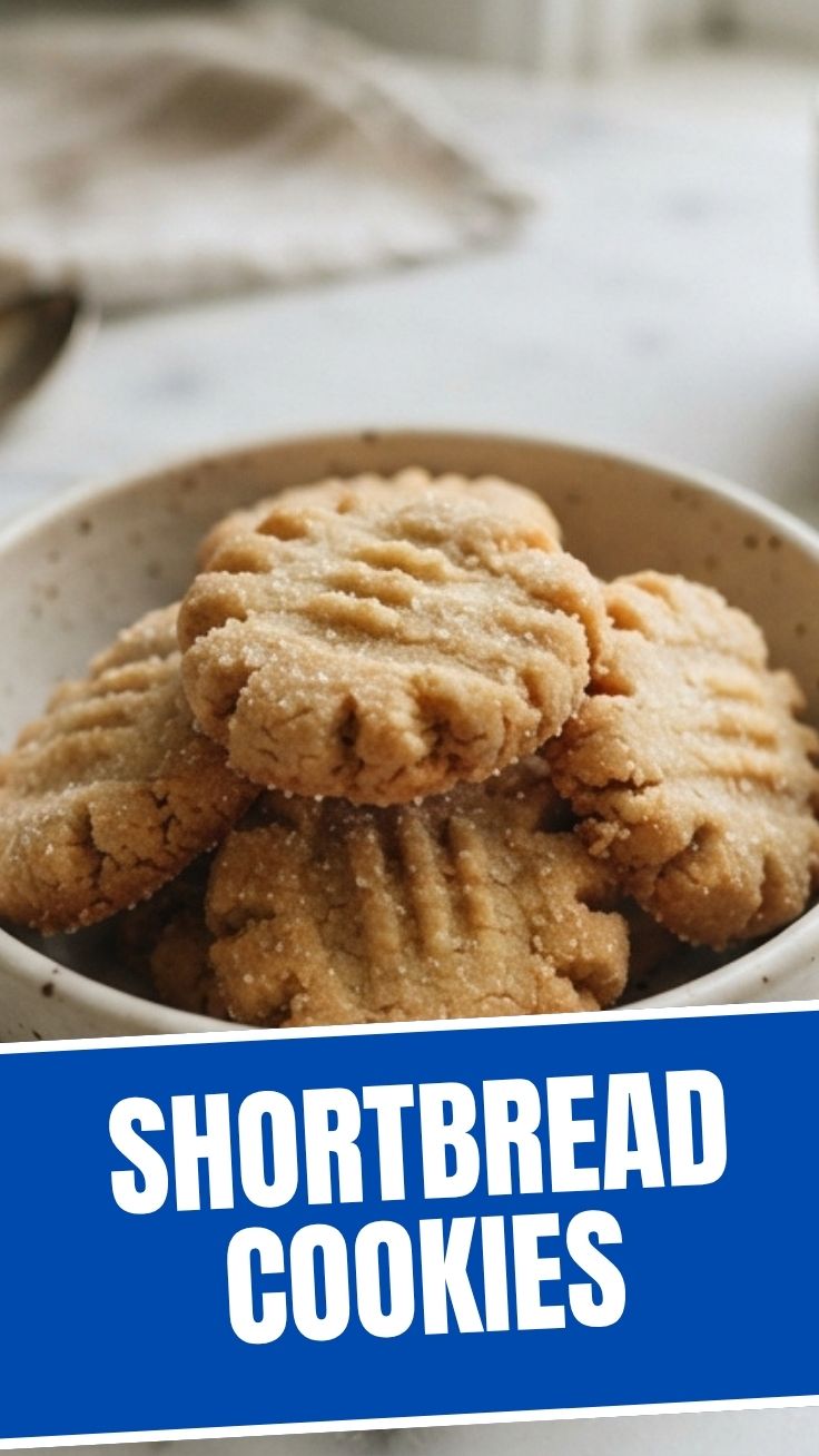 A stack of perfectly baked shortbread cookies on a cooling rack.