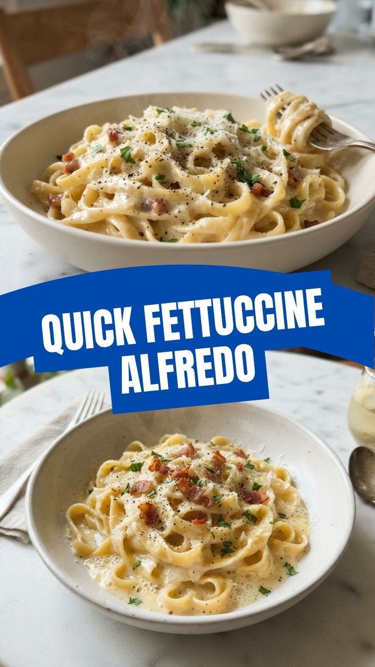 A plate of creamy fettuccine Alfredo garnished with fresh parsley